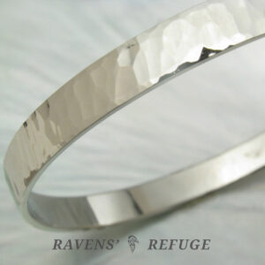 6mm hammered white gold bangle