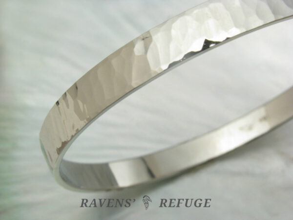 6mm hammered white gold bangle