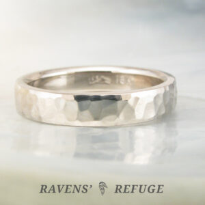 4mm hammered palladium white gold wedding ring