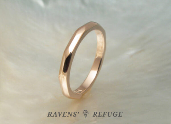 hand faceted rose gold ring