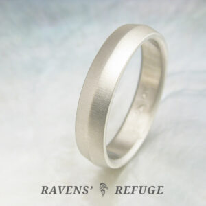 5mm knife edge wedding band in white gold with comfort fit and matte finish.