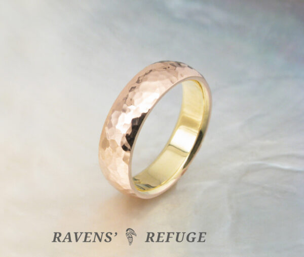 6mm hammered rose gold wedding ring