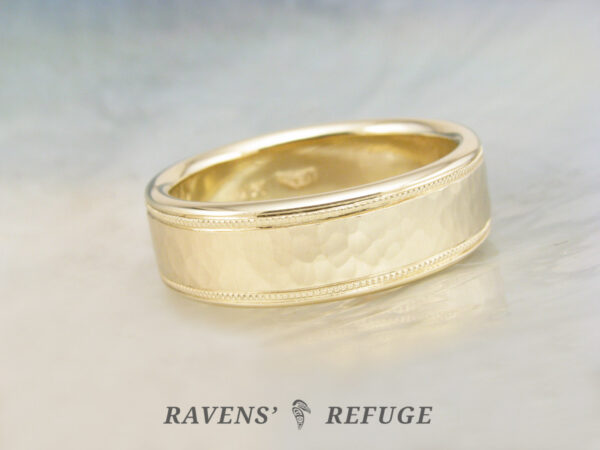 7mm gold wedding ring hand forged in PDX