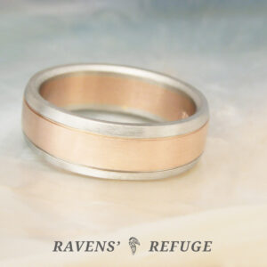 7mm two tone wedding band handmade with rose gold and white gold