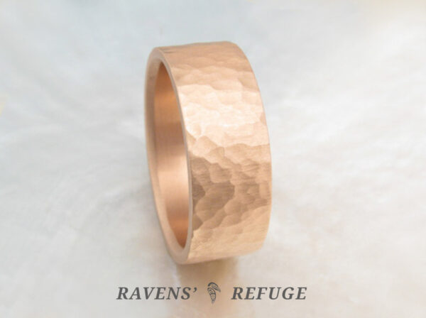 8mm rose gold band hammered with matte finish