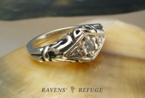 Art Nouveau style diamond engagement ring