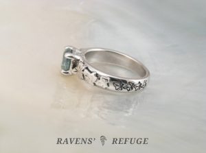 blue diamond ivy engagement ring