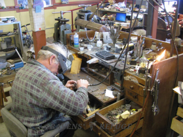 Dan Palmer, goldsmith, at his bench