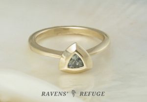 denim sapphire trillion ring