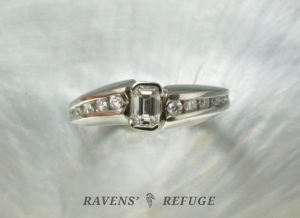 unique emerald cut diamond engagement ring