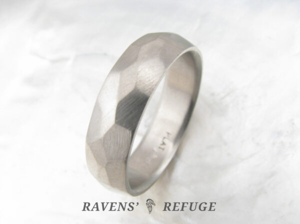 faceted mens wedding ring