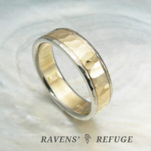 hammered two tone wedding ring