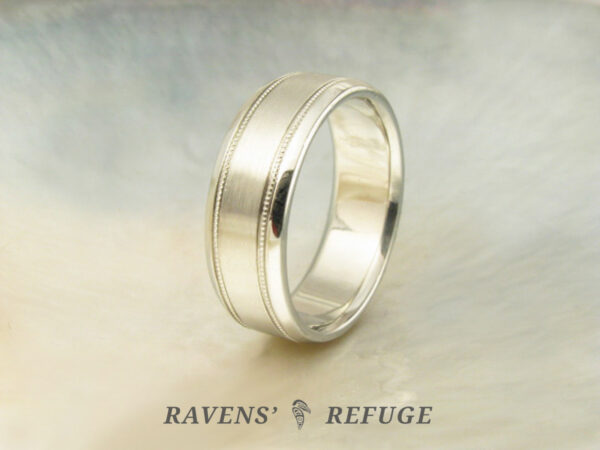 mens simple wedding band with milgrain