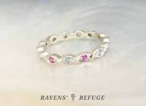 mother's ring -- gold eternity ring with birthstones