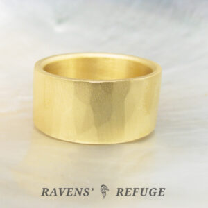 organic gold ring with hammered finish