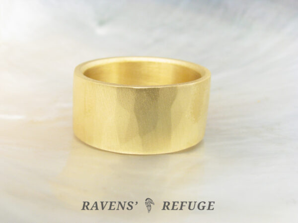 organic gold ring with hammered finish