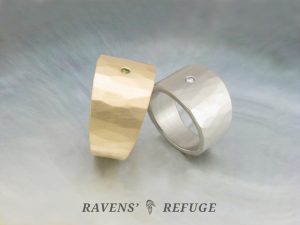 organic wedding bands with hammered finish