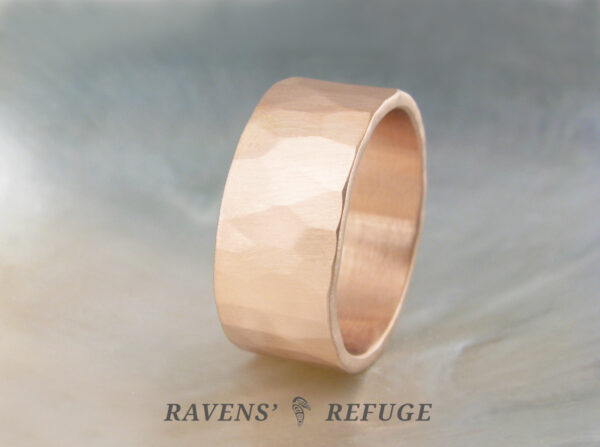 rustic gold ring handmade and hand forged