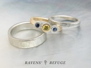 bezel sapphire wedding rings