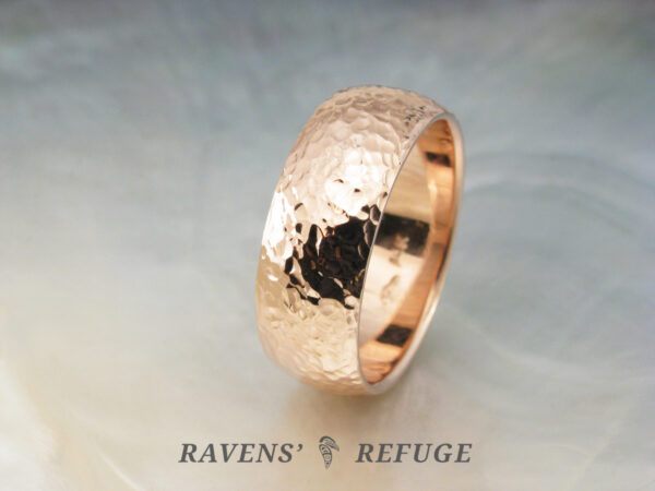 textured wide ring handmade in solid gold