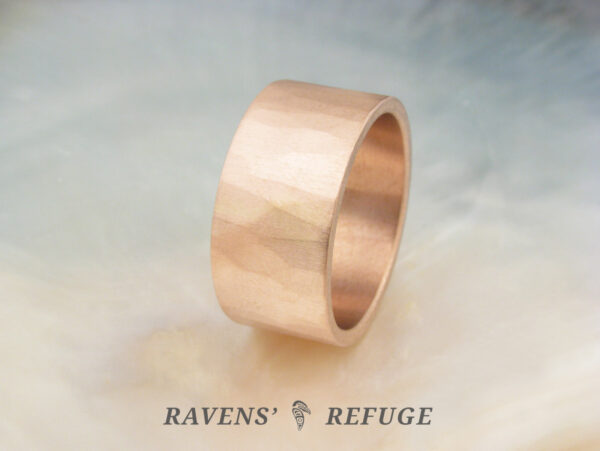 thick hammered rose gold ring