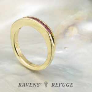 side view of unique half eternity band, elegantly handmade