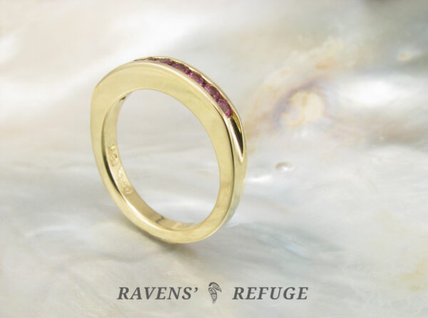 side view of unique half eternity band, elegantly handmade