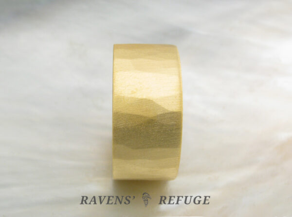 wide hammered ring gold