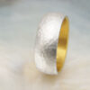 men's platinum wedding band with 24k gold liner