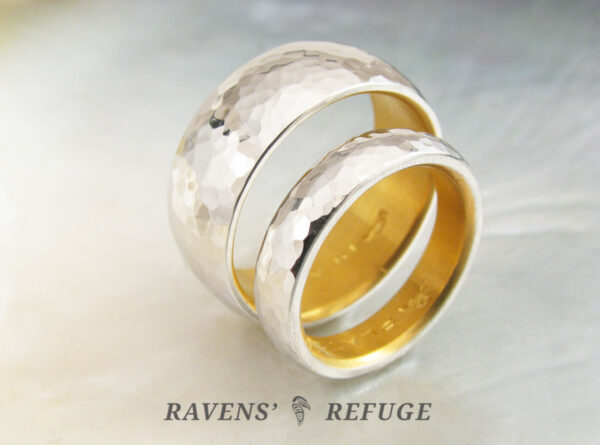 matching platinum wedding bands with 24k gold liners